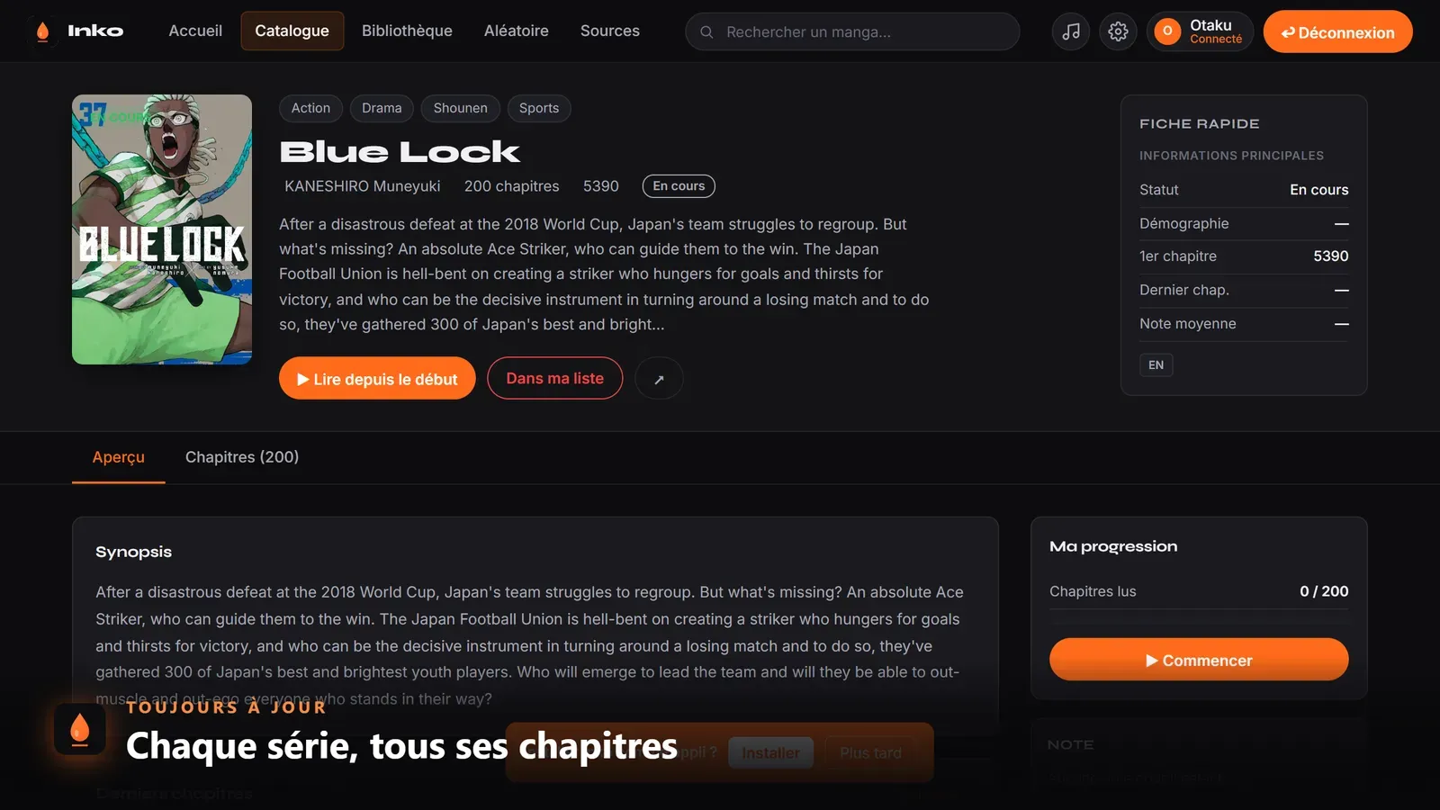 Fiche série et métadonnées Anilist.