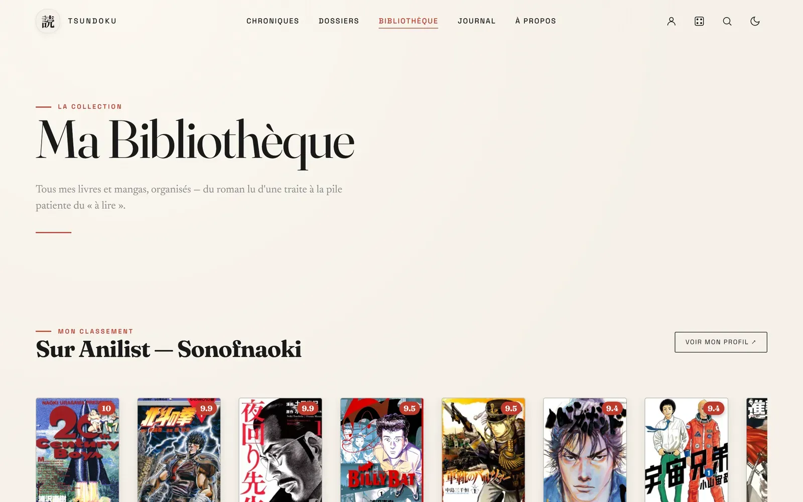La bibliothèque : séries, collections, progression de lecture.
